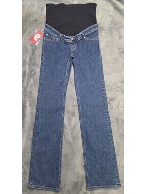 ILouity Flare Maternity Jeans 36 US 4 Washed Blue Belly Band 34 NWT